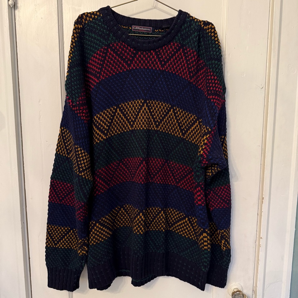 C.F. Hathaway vintage red, green, yellow & blue sweater